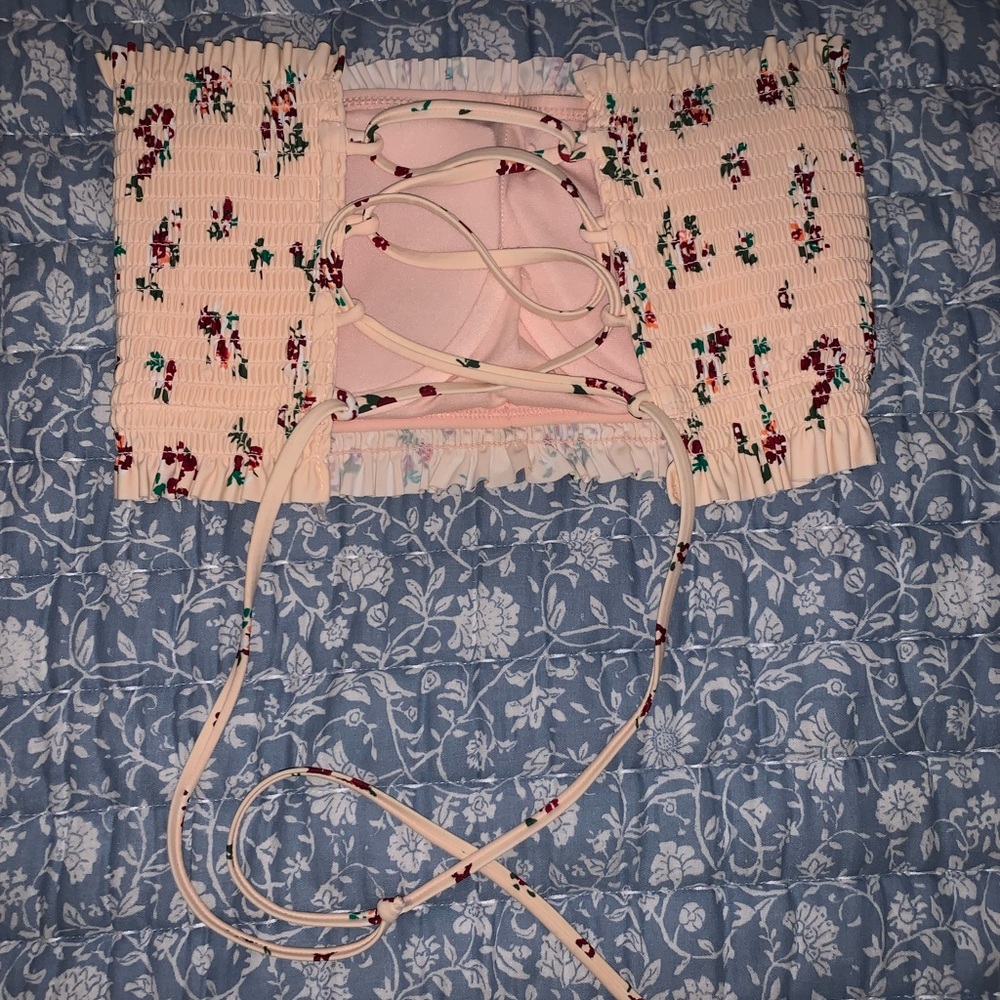 Xhilaration strapless tie bikini top size large